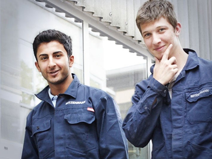 Two apprentices blue overalls Contentslider